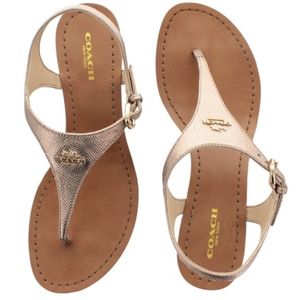 Coach Vitalia Metallic Gold Wedge Sandals